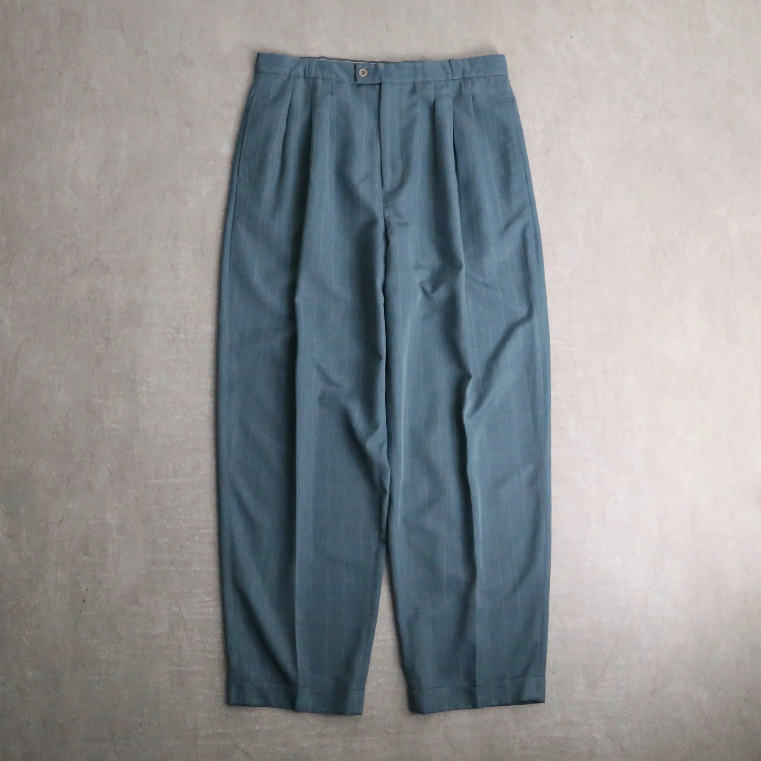 aqua blue check pattern tapered pants