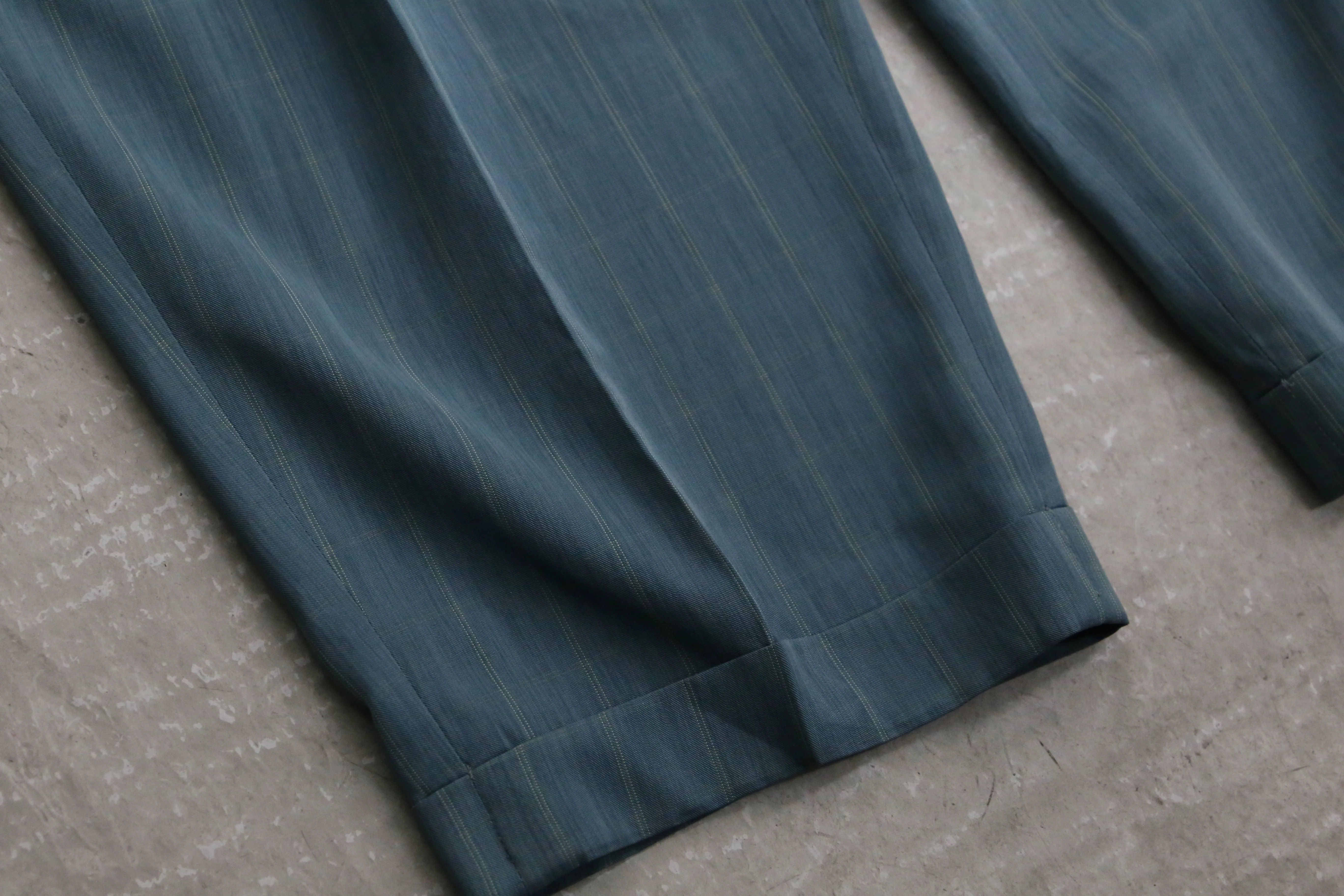 aqua blue check pattern tapered pants