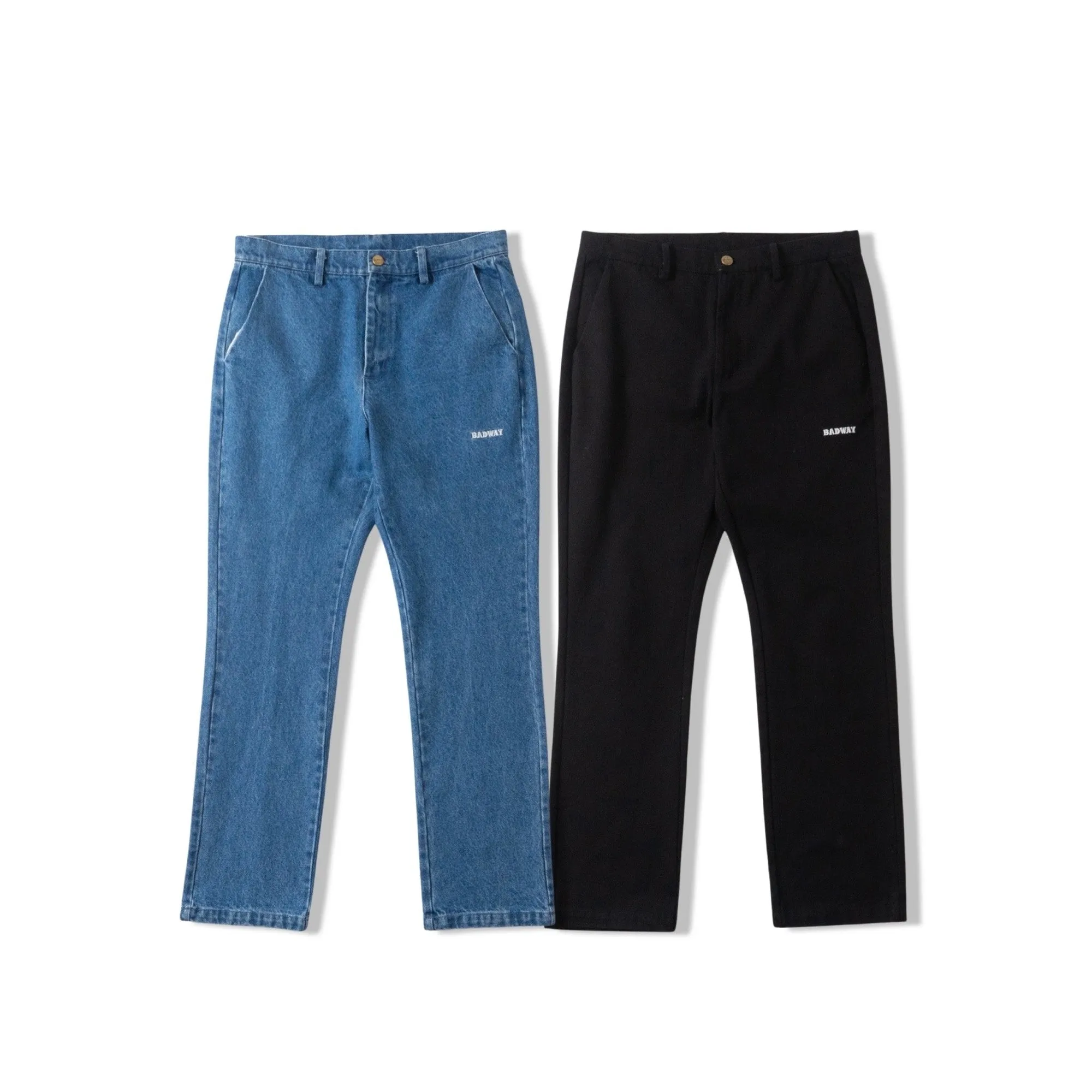 BADWAY Slim Denim Slacks