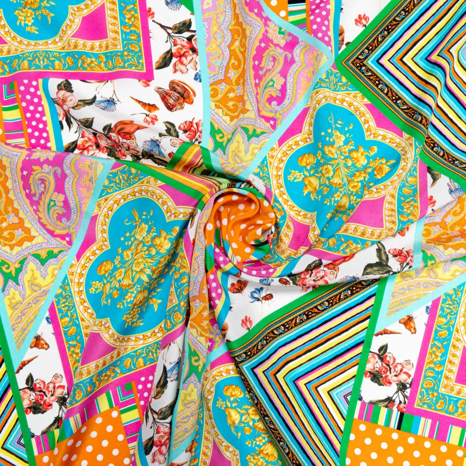 Bright Patchwork Printed Silk Crêpe de Chine