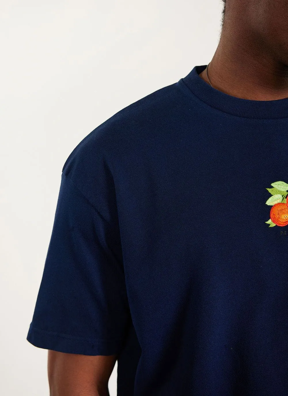 Citrus Oversized T Shirt | Embroidered Organic Cotton | Navy