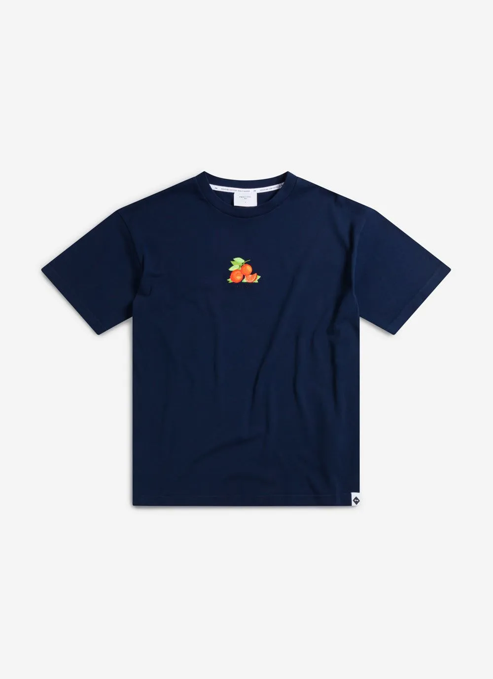 Citrus Oversized T Shirt | Embroidered Organic Cotton | Navy