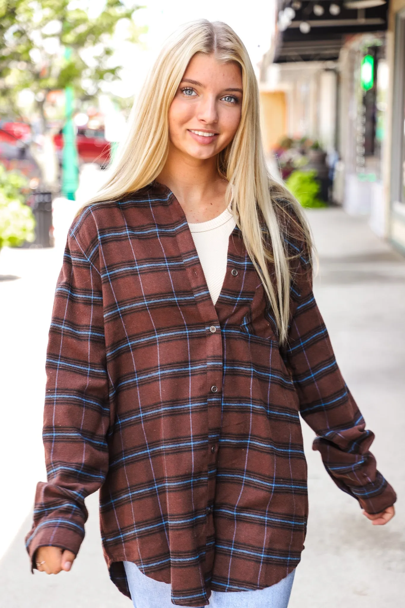 Dark Brown Mari Plaid Shirt