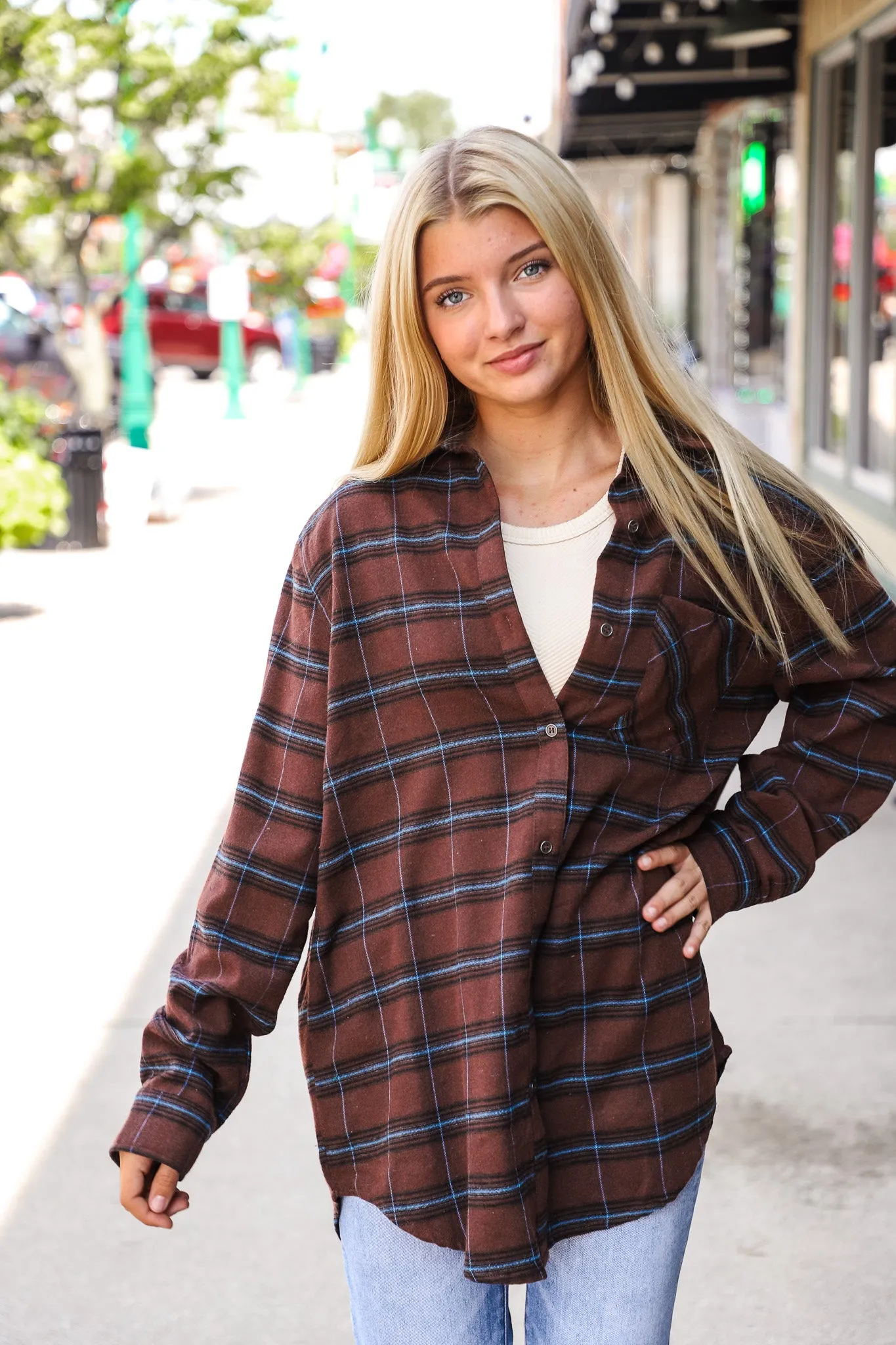 Dark Brown Mari Plaid Shirt