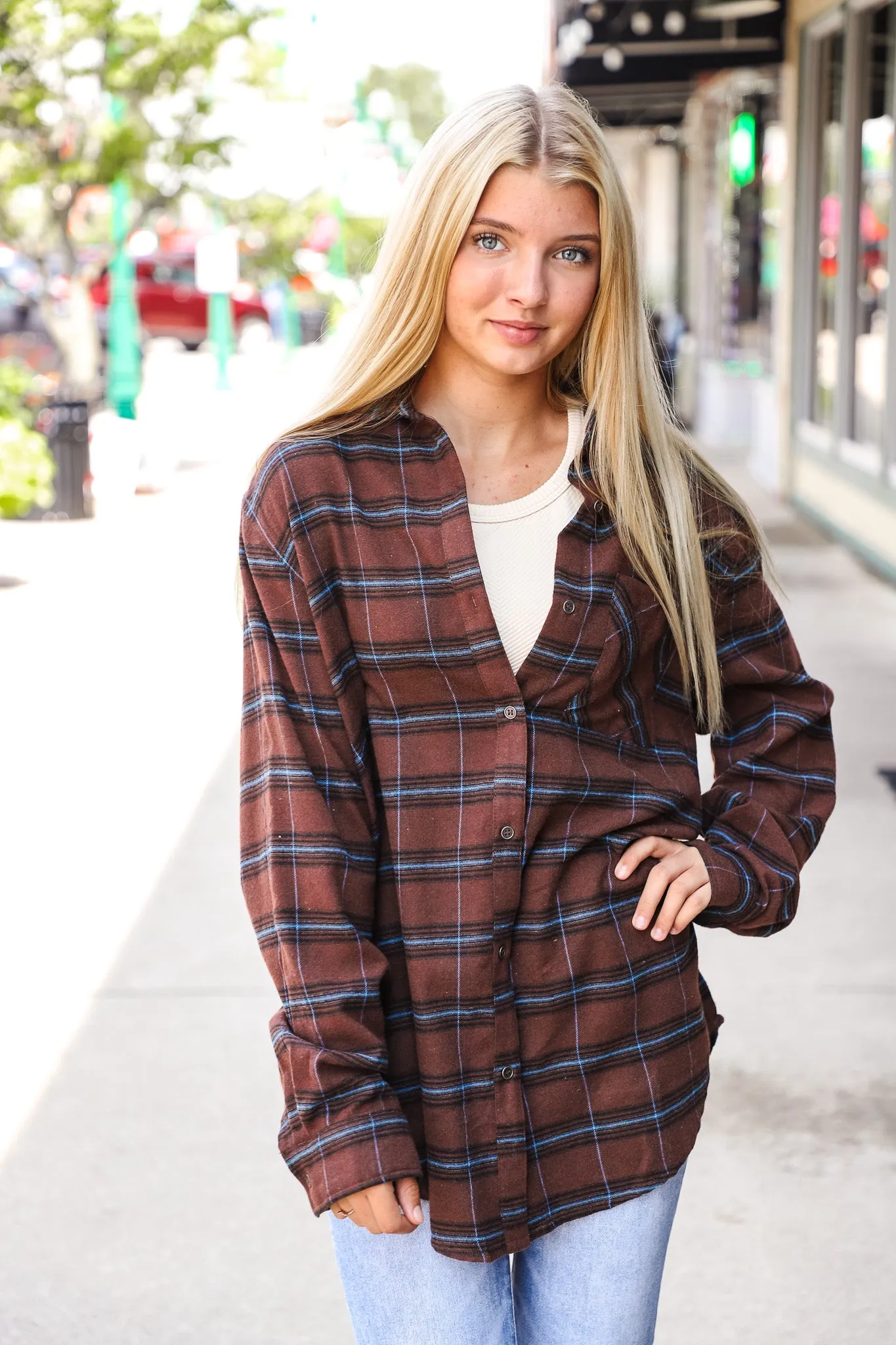 Dark Brown Mari Plaid Shirt