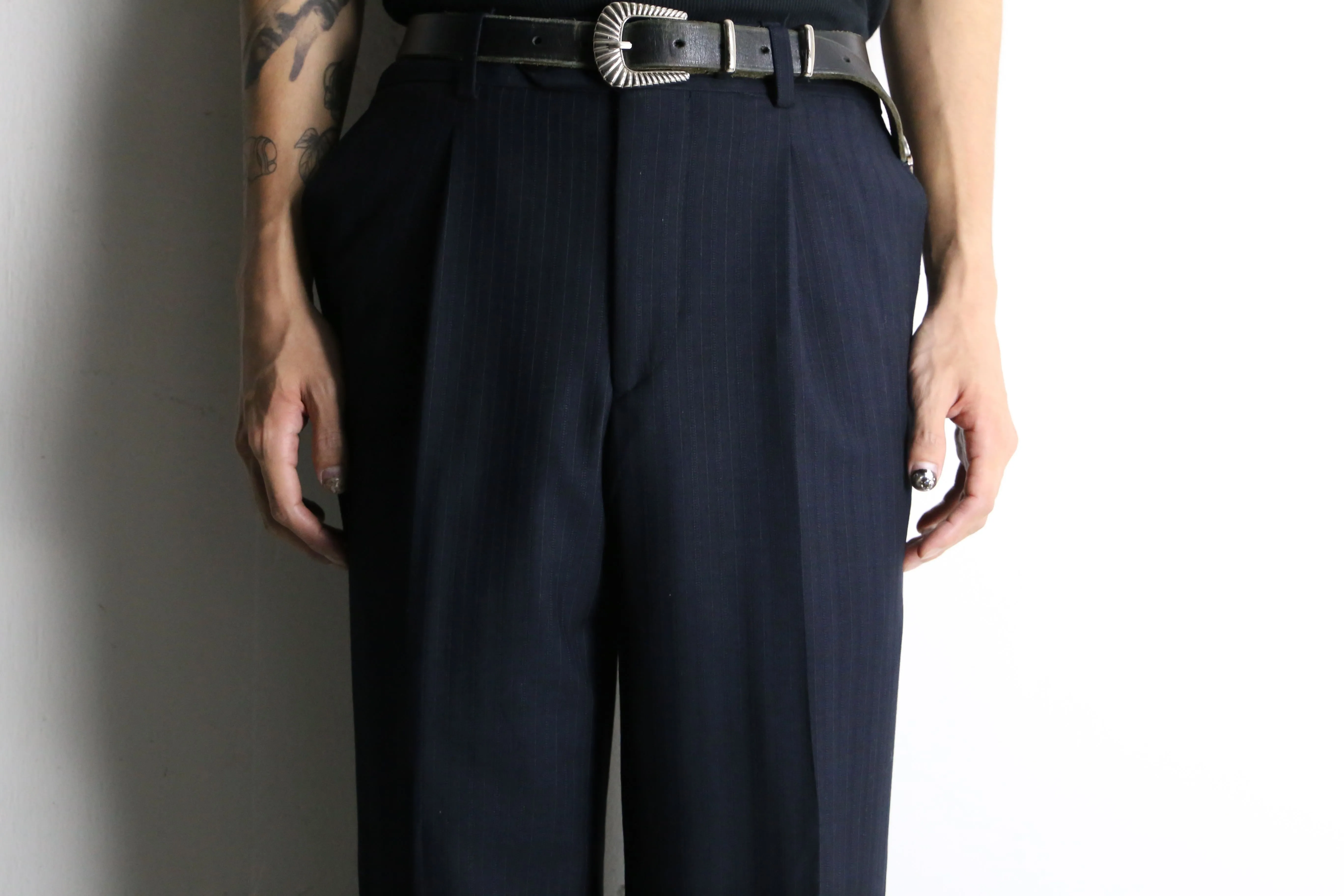 dark navy stripe slacks