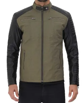 Darrell Green and Black Cafe Racer Jacket for Men