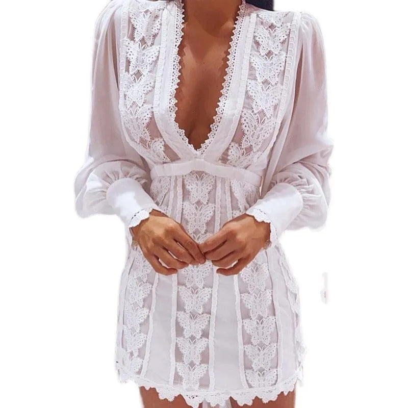 Deep V-Neck Lace Dress