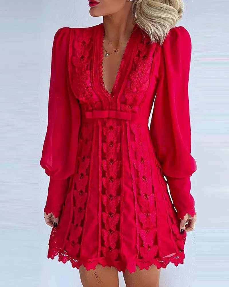 Deep V-Neck Lace Dress