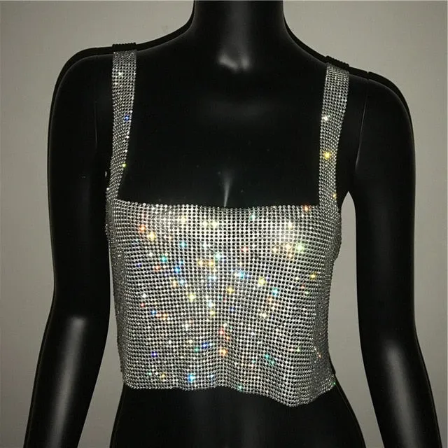 Diamonds Sequins Cami Cropped Top