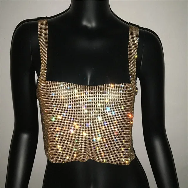 Diamonds Sequins Cami Cropped Top