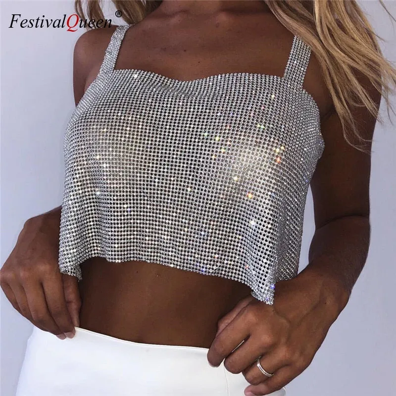 Diamonds Sequins Cami Cropped Top