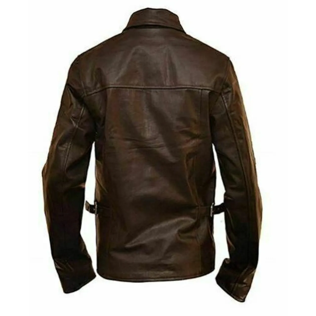 Distressed Brown Mens Leather Jacket Coat Blazer Motorcycle Biker Cafe Racer