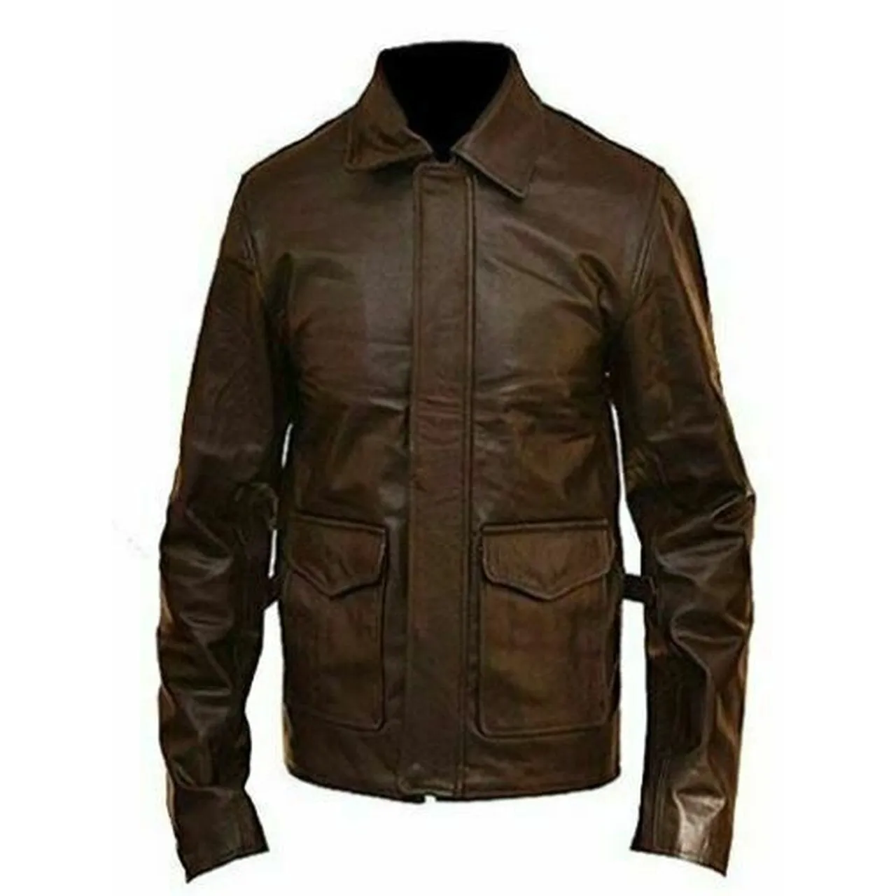 Distressed Brown Mens Leather Jacket Coat Blazer Motorcycle Biker Cafe Racer