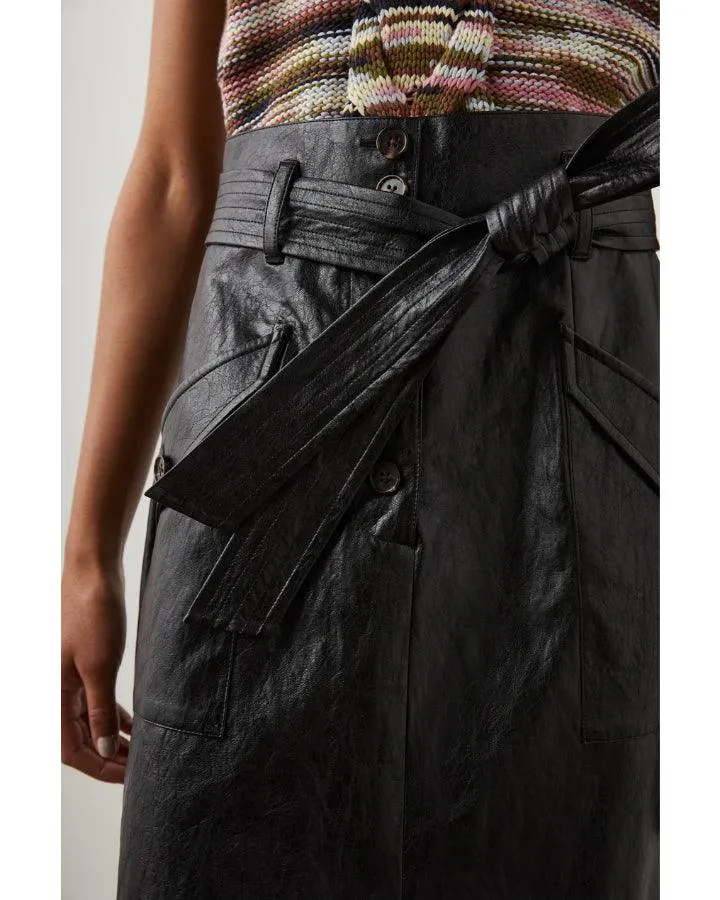 Edem Faux Crinkle Leather Skirt