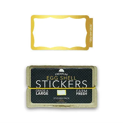 Egg Shell Sticker "Gold Wavy Border Blanks" Pack - 50pcs