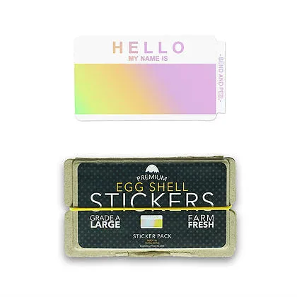 Egg Shell Sticker "Hello My Name Is Hologram Blanks" Pack - 50pcs