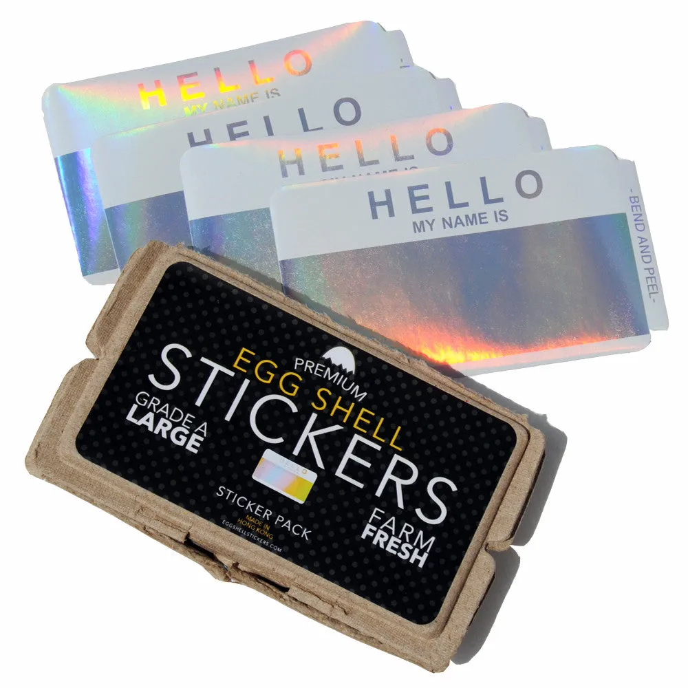 Egg Shell Sticker "Hello My Name Is Hologram Blanks" Pack - 50pcs