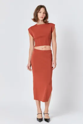 Endless Rose - Side Slit Detailed Knit Midi Skirt