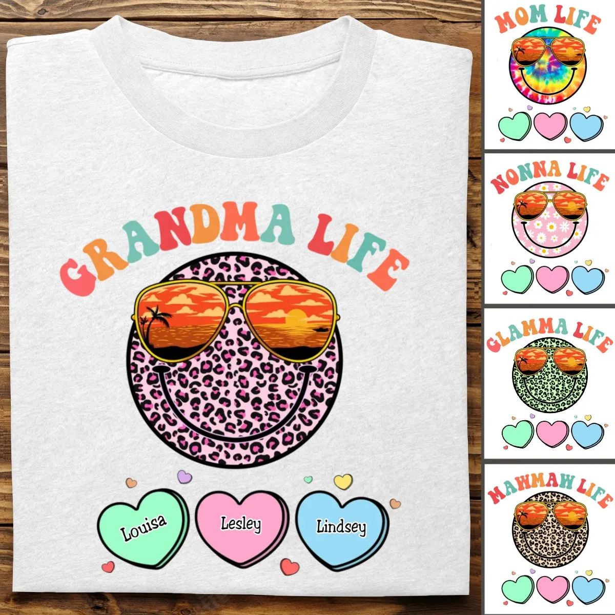 Family - Grandma Life Beach Summer Smiley Face Vacation - Personalized T-Shirt (TT)