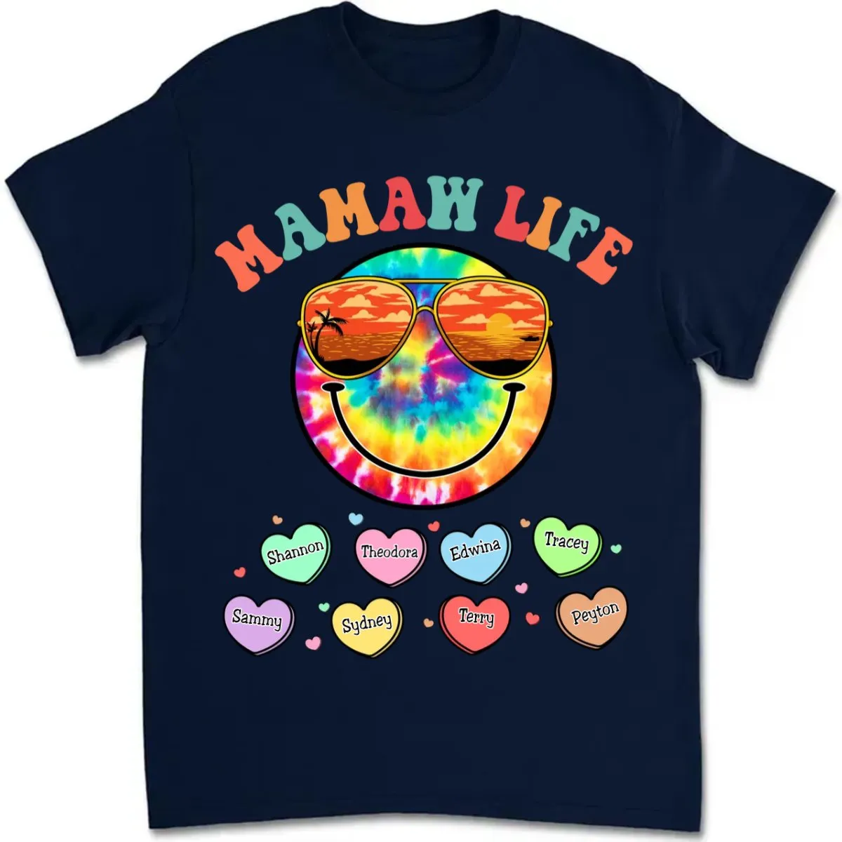 Family - Grandma Life Beach Summer Smiley Face Vacation - Personalized T-Shirt (TT)