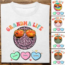 Family - Grandma Life Beach Summer Smiley Face Vacation - Personalized T-Shirt (TT)