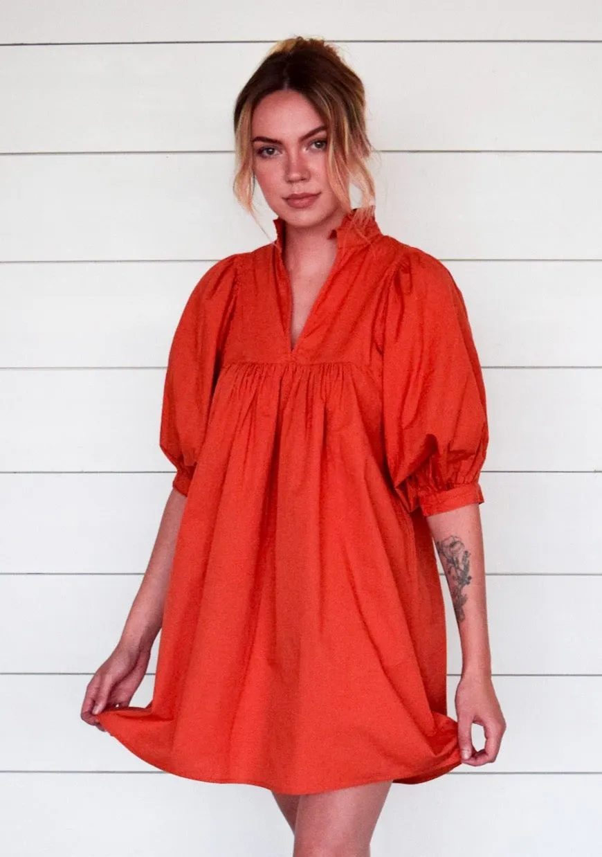 Fire Orange High Neck Dress