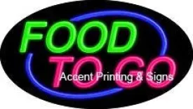 Food To Go Flashing Handcrafted Real GlassTube Neon Sign