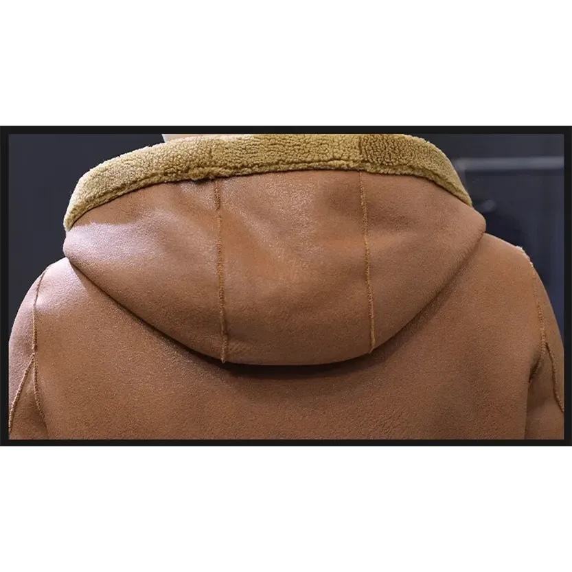 Funki Buys | Jackets | Men's Hooded Winter Faux Leather Jacket