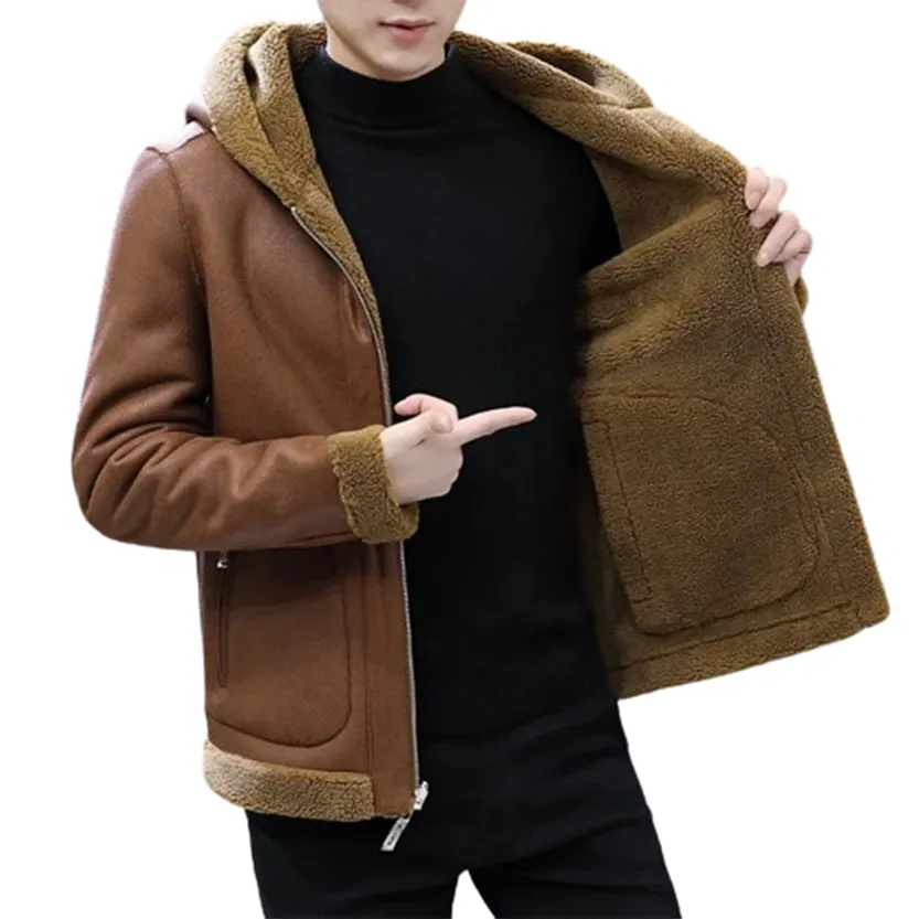 Funki Buys | Jackets | Men's Hooded Winter Faux Leather Jacket