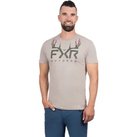 FXR  Mens Antler Premium T-Shirt Tee Soft Cotton Blend Casual Stone Army