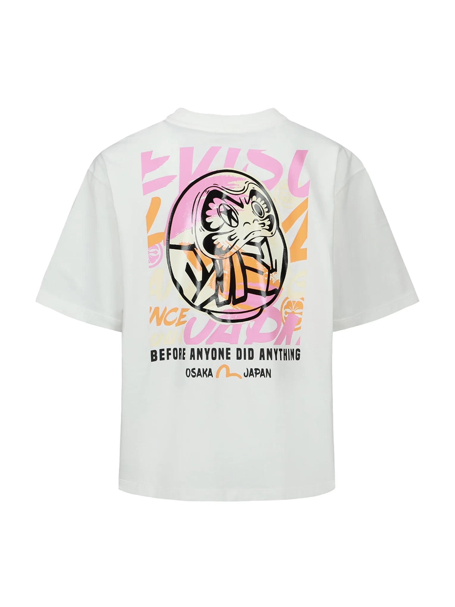 Graffiti Daruma and Seagull Print T-shirt