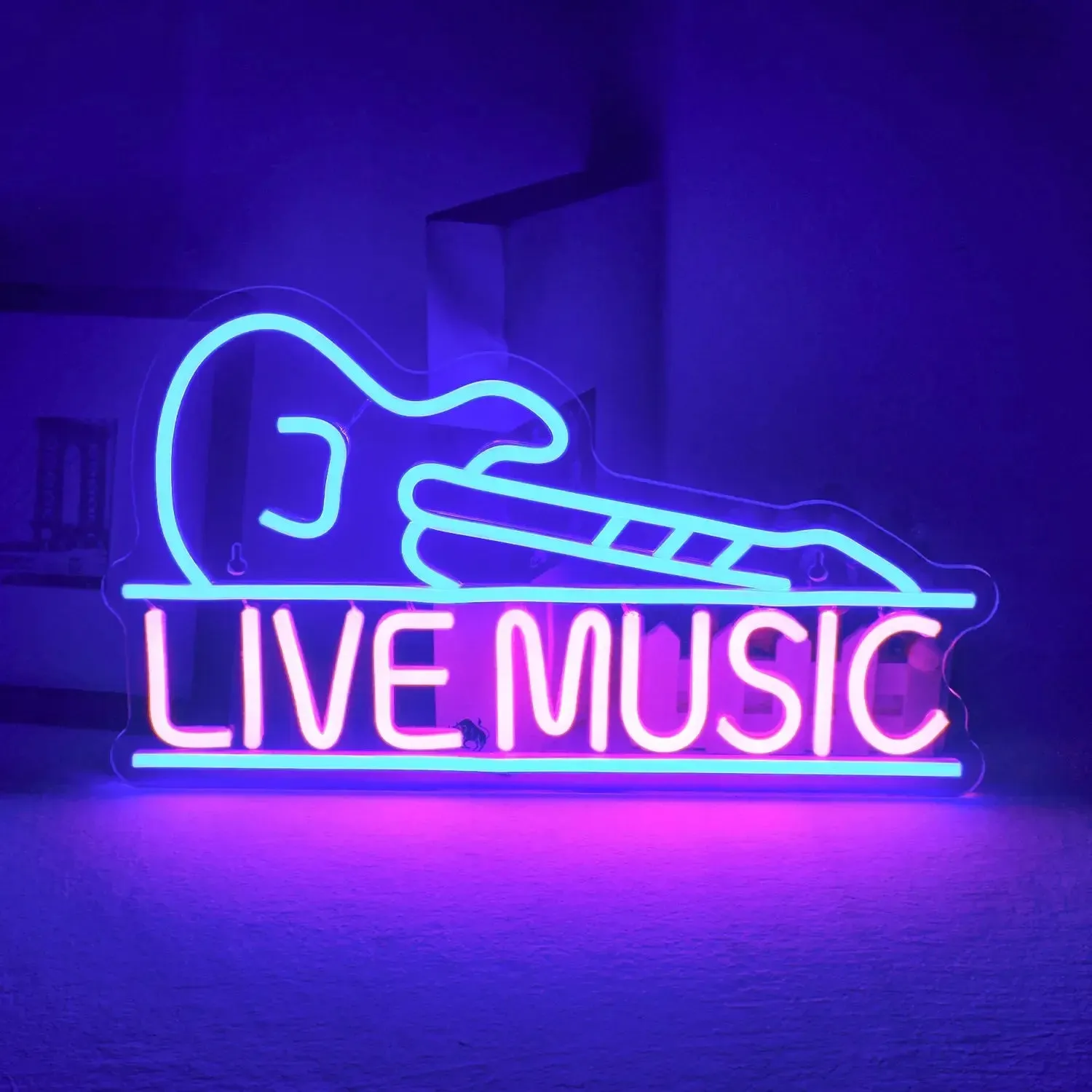 Guitar Rock and Roll Neon Signs Music Led Neon Light Art Wall Decor for Game Room Music Party Rock Studio Bar Disco Party Neon