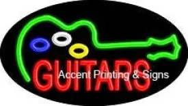 Guitars Flashing Handcrafted Real GlassTube Neon Sign