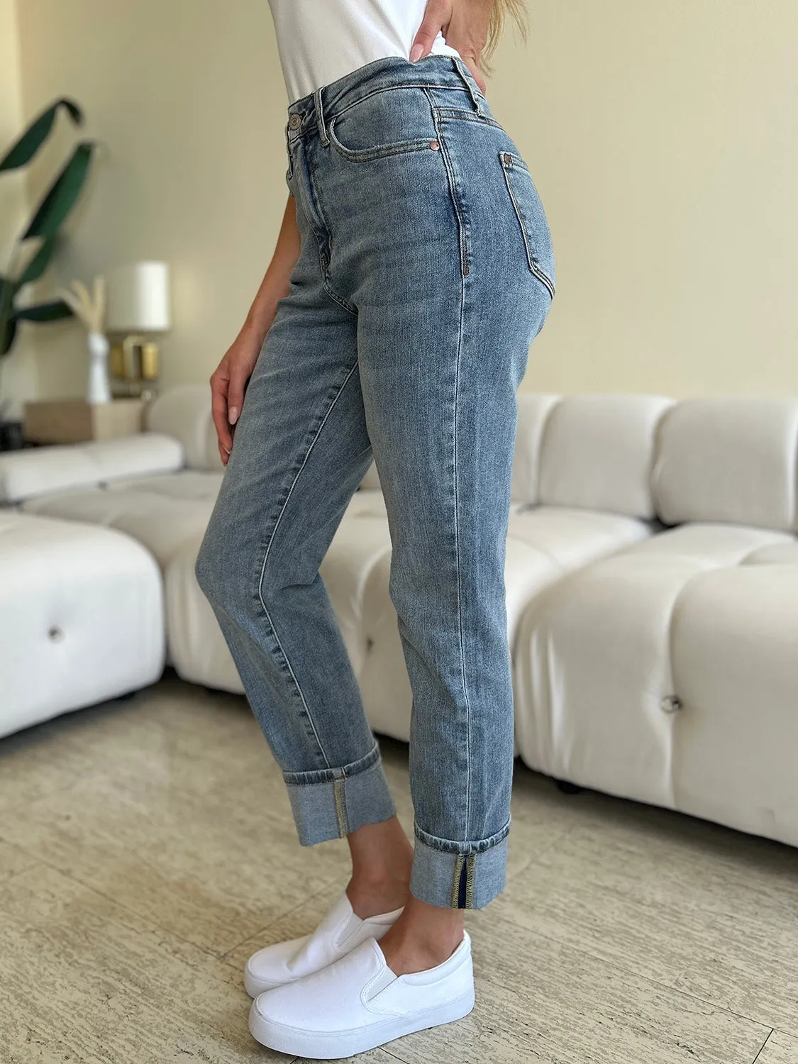 Judy Blue Full Size High Waist Cuff Hem Jeans