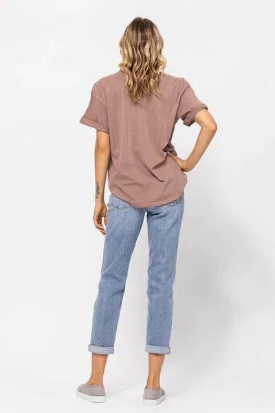 Judy Blue Mid-Rise Bleach Wash Boyfriend Jeans