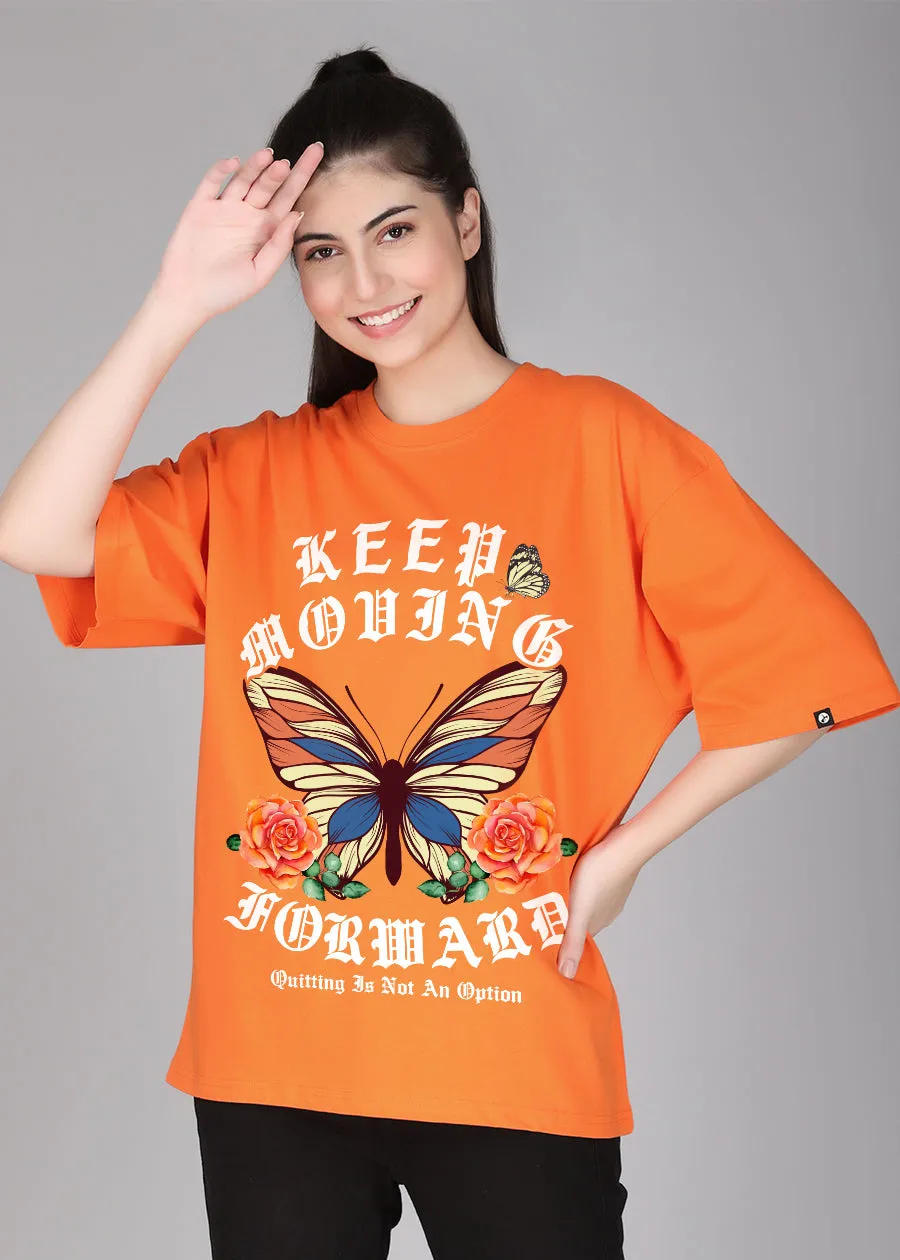 Keep Moving Women Oversized Printed T-Shirt