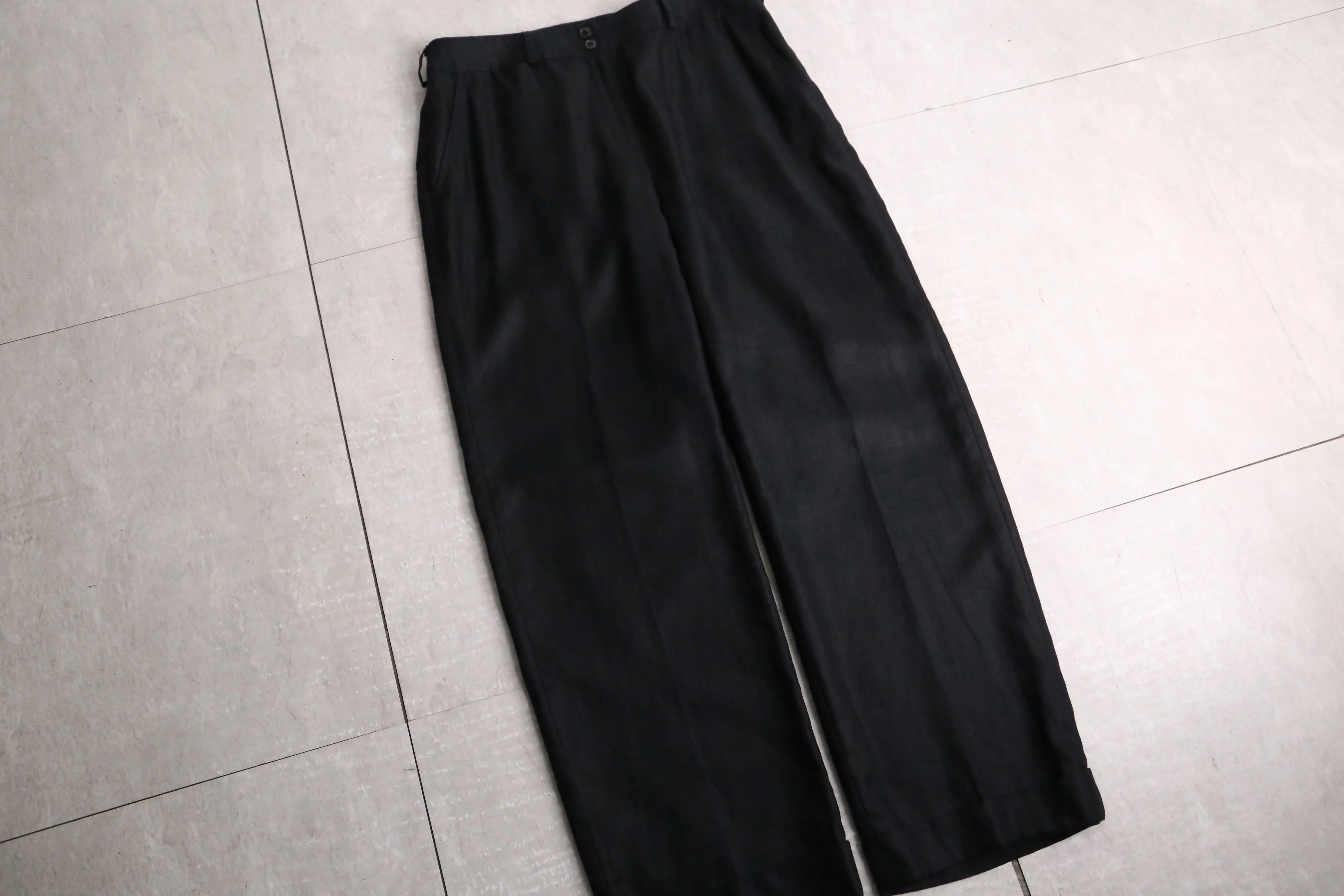 “LAUREN” black wide linen pants