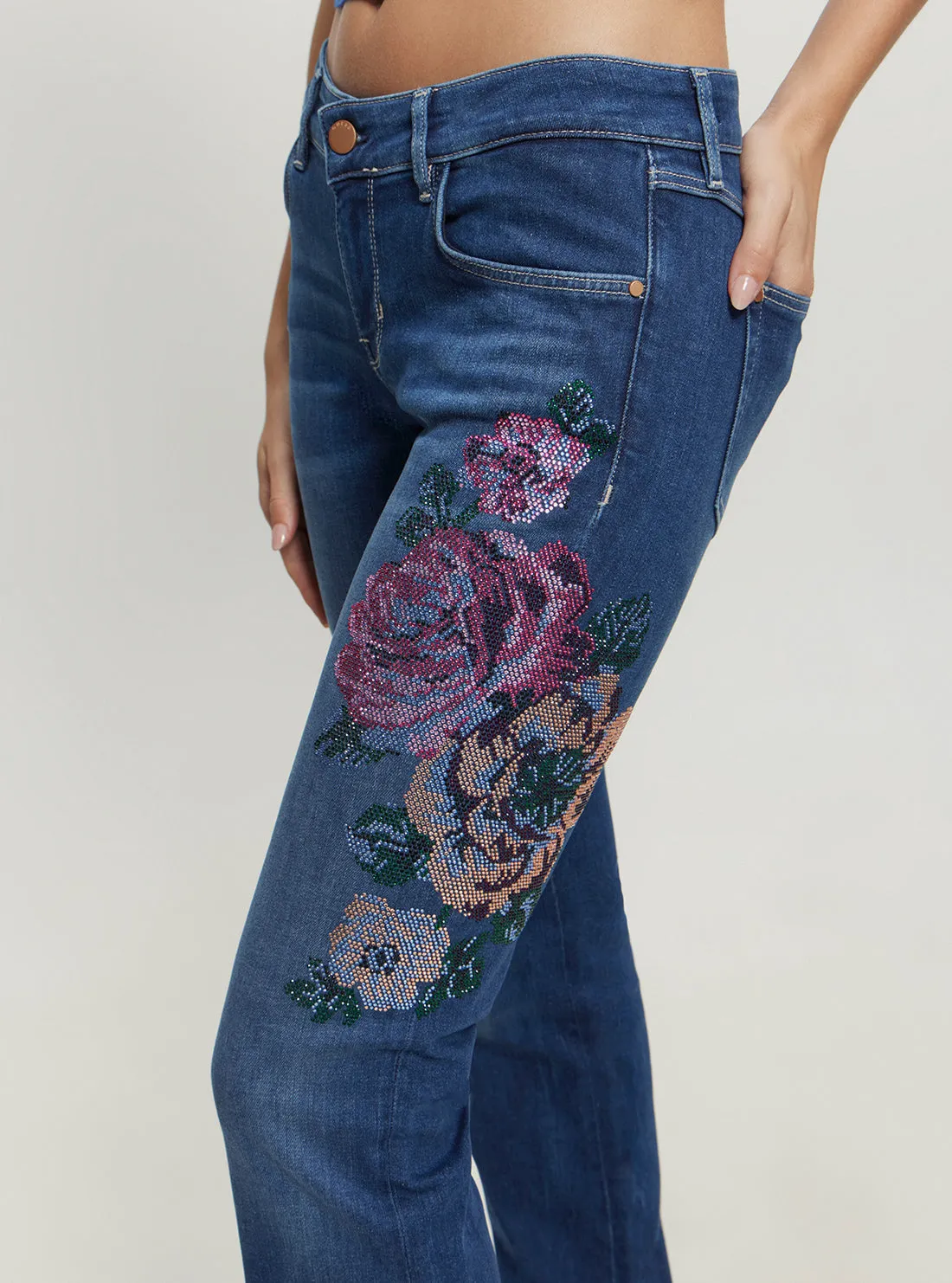 Low-Rise Hermosa Straight Denim Jeans in Dark Wash