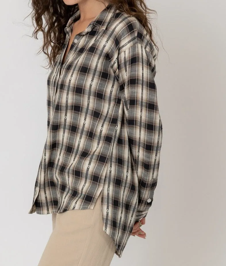 LUREX PLAID BUTTON UP SHIRT