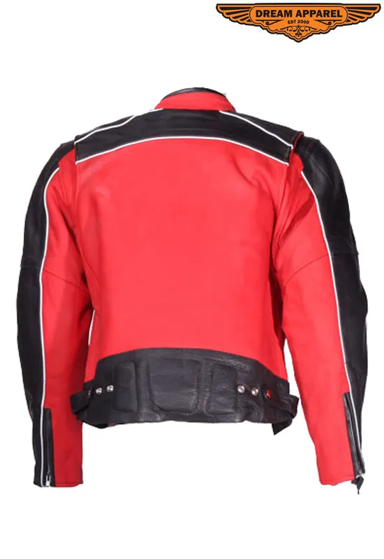 Men's Black & Red Leather Jacket