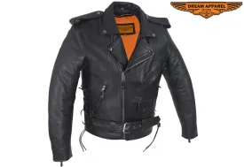 Mens Motorcycle Jacket With 1 Piece Panel For Patches