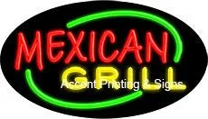 Mexican Grill Flashing Handcrafted Real GlassTube Neon Sign