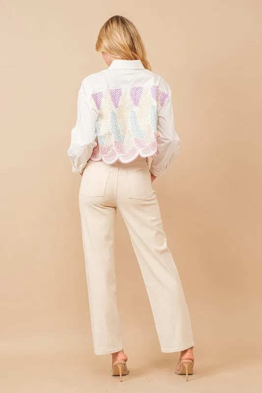 NEW!! Midland High Rise Rhinestone Jeans in Cream