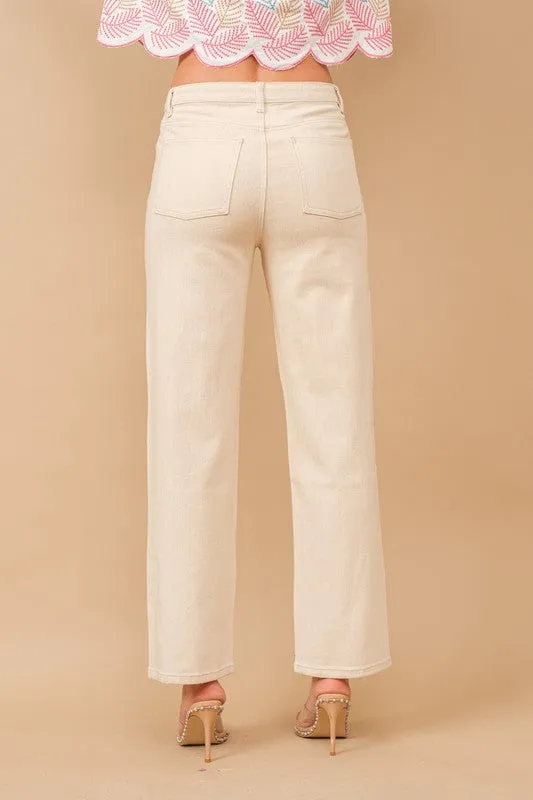 NEW!! Midland High Rise Rhinestone Jeans in Cream