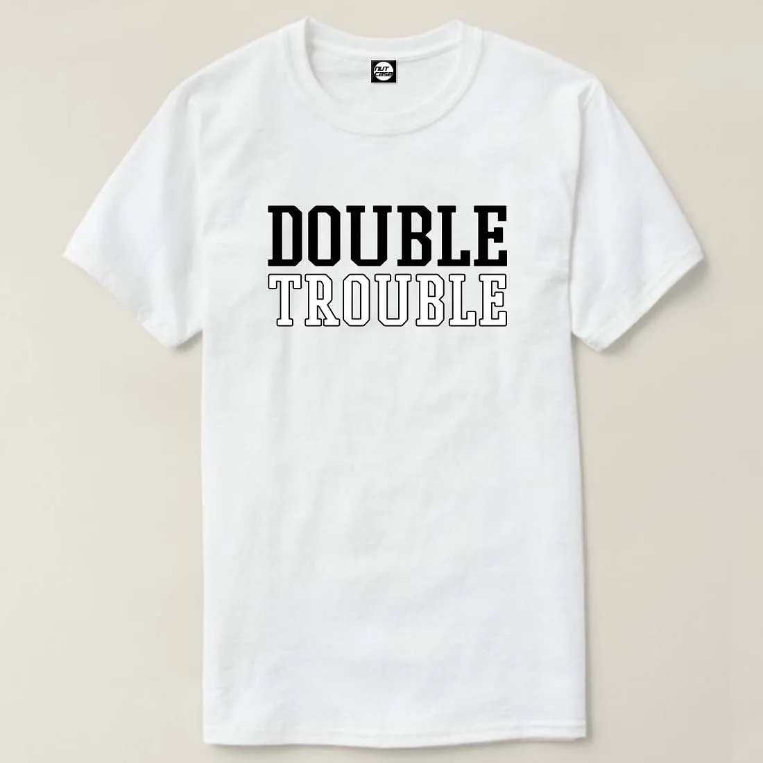 Nutcase Designer Round Neck Men's T-Shirt Wrinkle-Free Poly Cotton Tees - Double Trouble