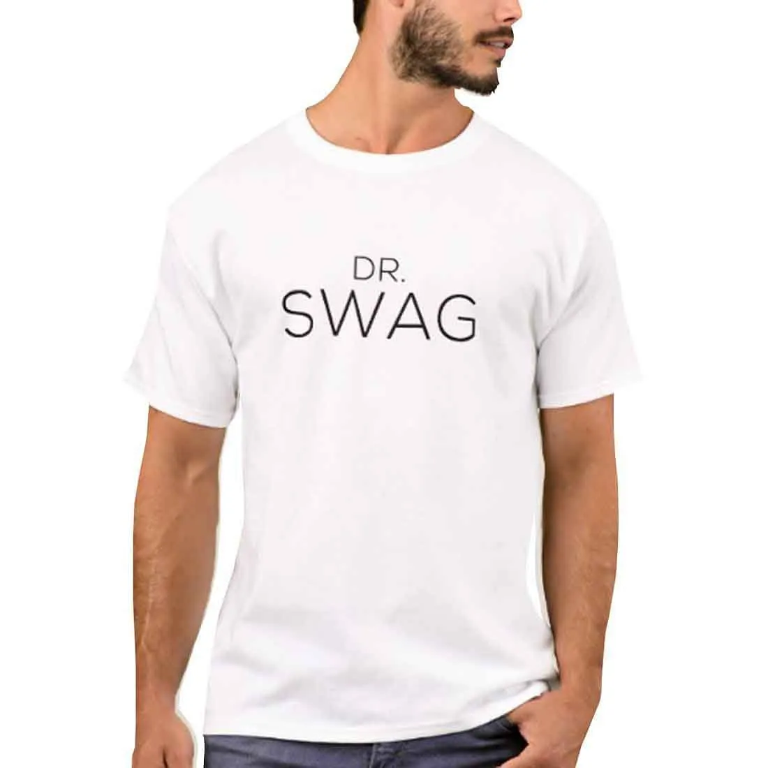 Nutcase Designer Round Neck Men's T-Shirt Wrinkle-Free Poly Cotton Tees - Dr. Swag