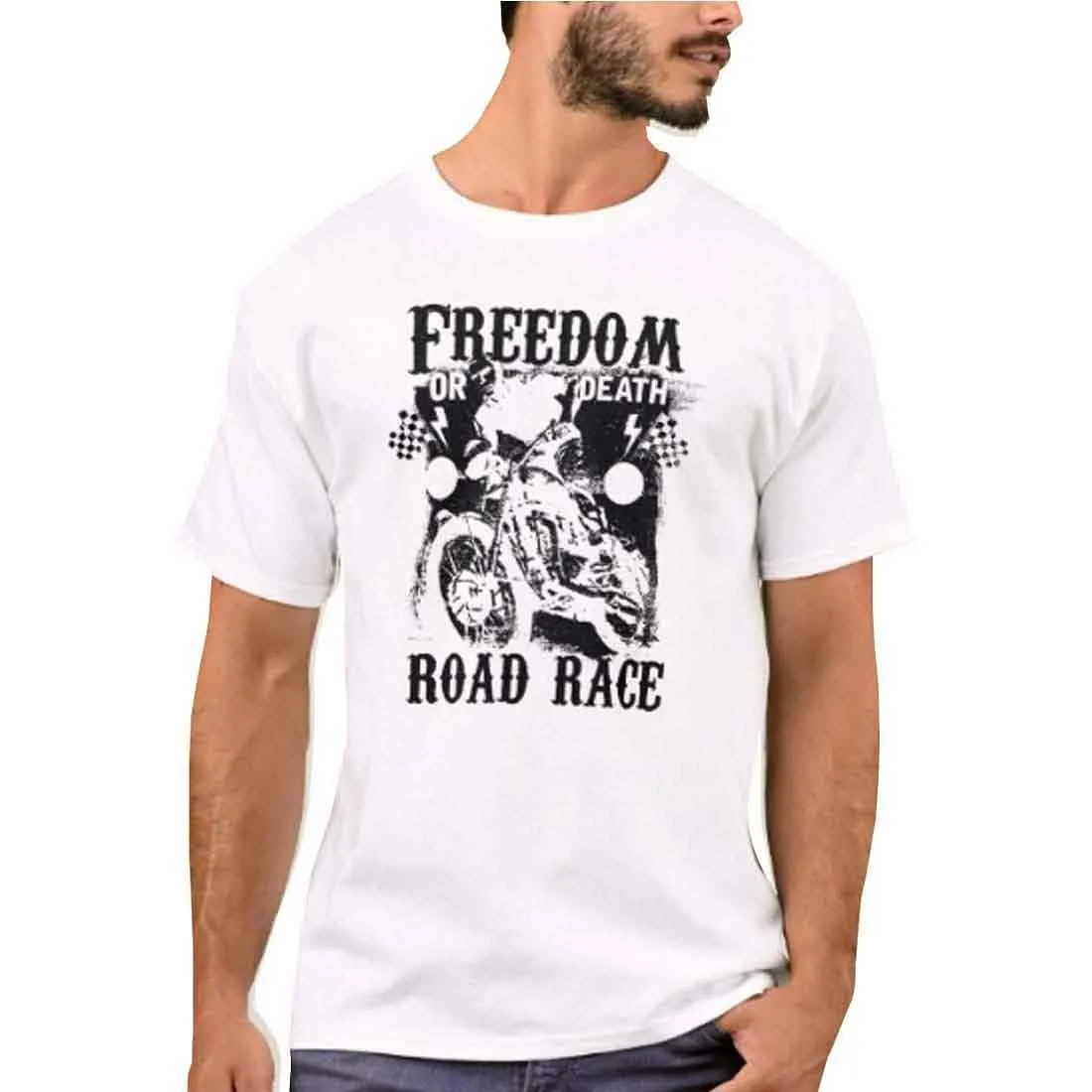 Nutcase Designer Round Neck Men's T-Shirt Wrinkle-Free Poly Cotton Tees - Freedom Road Race