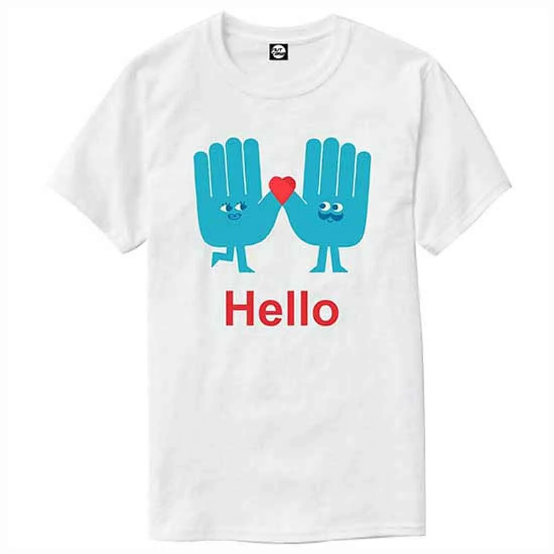 Nutcase Designer Round Neck Men's T-Shirt Wrinkle-Free Poly Cotton Tees - Hello Hand