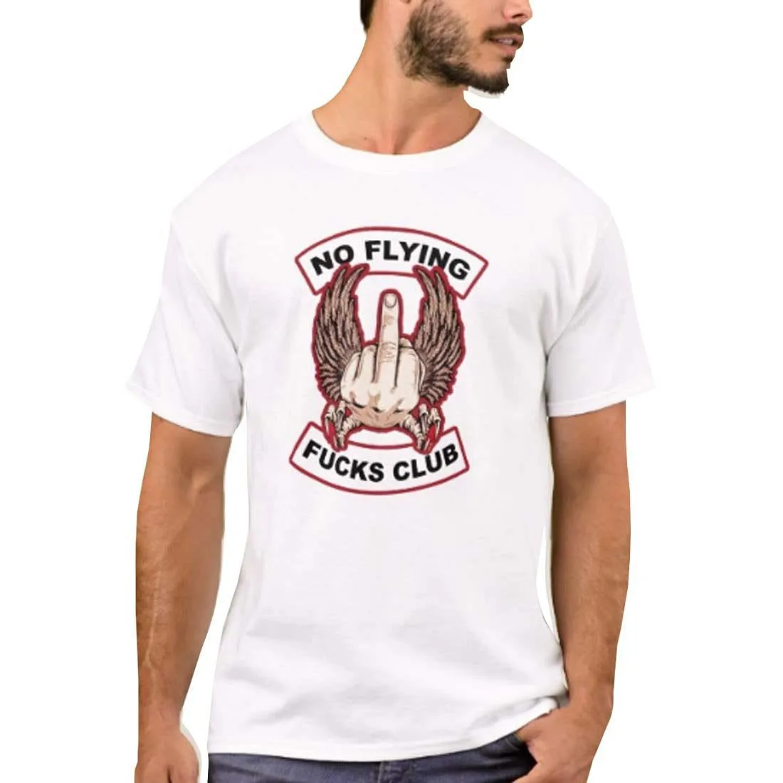 Nutcase Designer Round Neck Men's T-Shirt Wrinkle-Free Poly Cotton Tees - No Flying Club